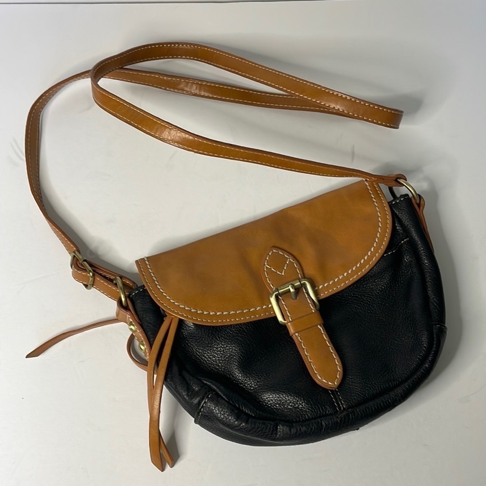 Gianni Birnini Equestrian Style Small Black and Tan Crossbody